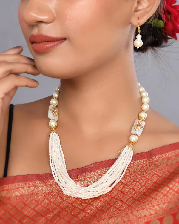 Multicolor_Shine_Small_Beads_Ethnic_Kundan_Polki_Necklace_With_Earring_Set_|_Gemstone_Jewellery_Set_For_Women_And_Girls