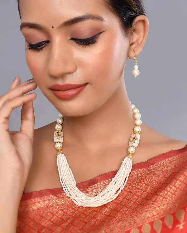 Multicolor_Shine_Small_Beads_Ethnic_Kundan_Polki_Necklace_With_Earring_Set_|_Gemstone_Jewellery_Set_For_Women_And_Girls