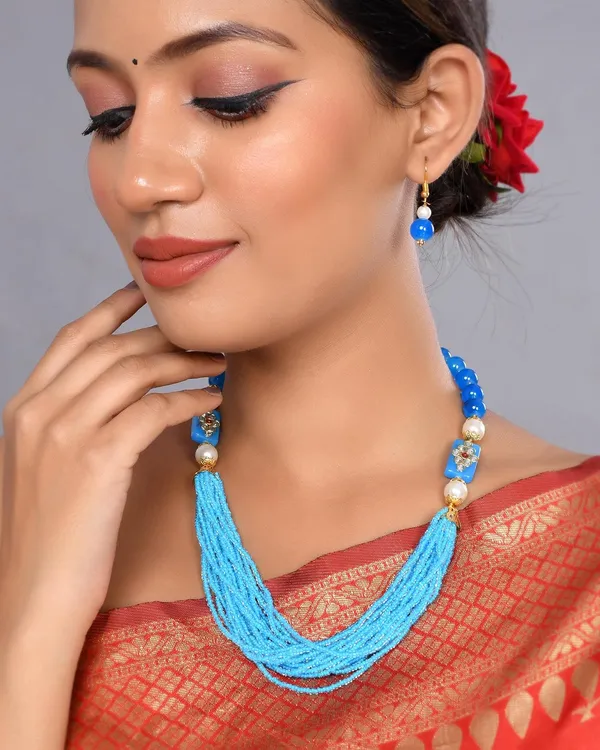 Blue_Sapphire_Shine_Small_Beads_Ethnic_Kundan_Polki_Necklace_With_Earring_Set_|_Gemstone_Jewellery_Set_For_Women_And_Girls