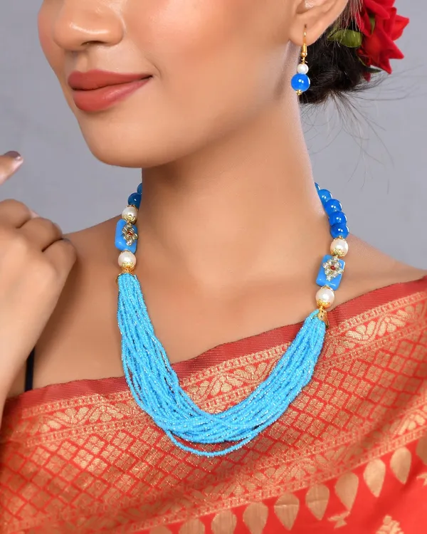 Blue_Sapphire_Shine_Small_Beads_Ethnic_Kundan_Polki_Necklace_With_Earring_Set_|_Gemstone_Jewellery_Set_For_Women_And_Girls