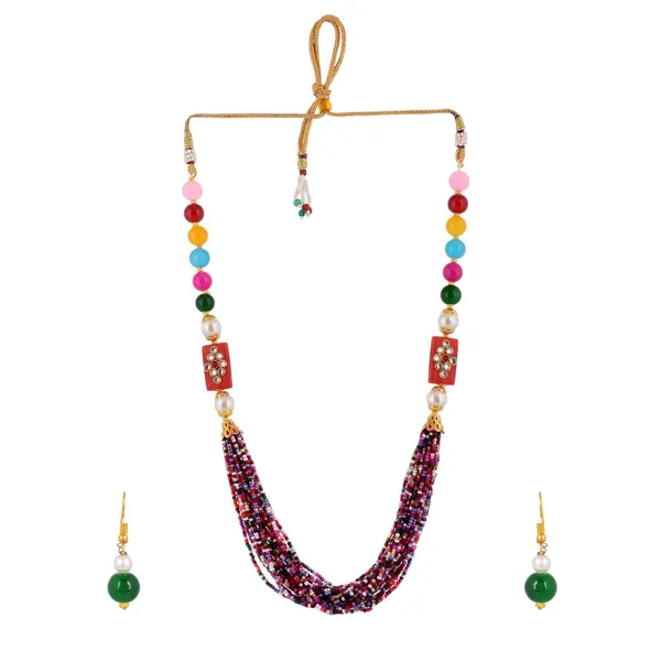 Multi_Shine_Small_Beads_Ethnic_Kundan_Polki_Necklace_With_Earring_Set_|_Gemstone_Jewellery_Set_For_Women_And_Girls