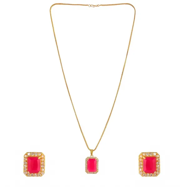 Dark_Pink_Sapphire_Sapphire_Gemstone_Ethnic_Pandent_With_Earring_Set_|_Stone_Jewellery_Set_For_Women_And_Girls