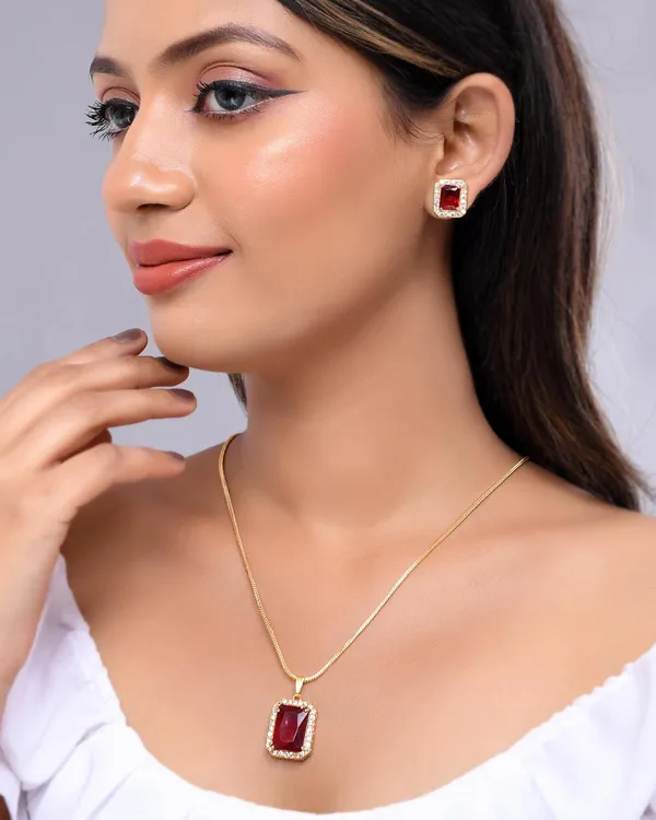 Ruby_Sapphire_Gemstone_Ethnic_Pandent_With_Earring_Set_|_Stone_Jewellery_Set_For_Women_And_Girls