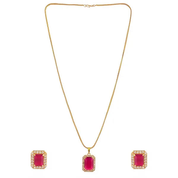 Magenta_Sapphire_Gemstone_Ethnic_Pandent_With_Earring_Set_|_Stone_Jewellery_Set_For_Women_And_Girls