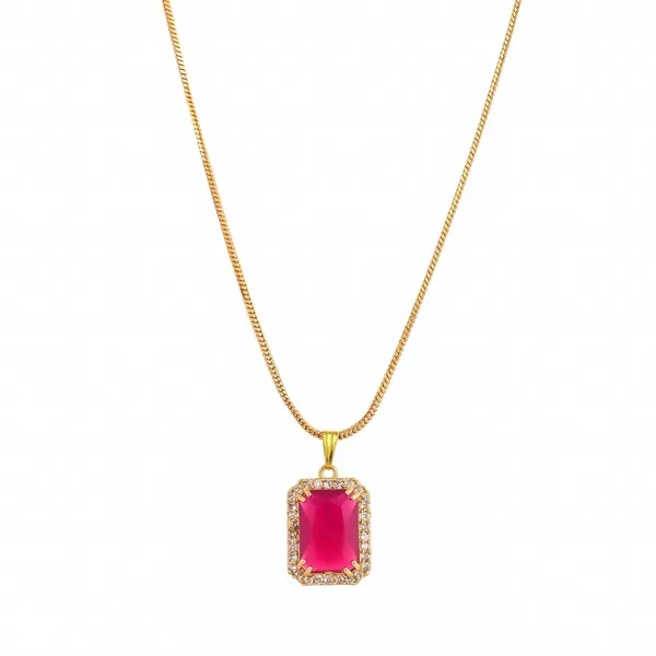 Magenta_Sapphire_Gemstone_Ethnic_Pandent_With_Earring_Set_|_Stone_Jewellery_Set_For_Women_And_Girls