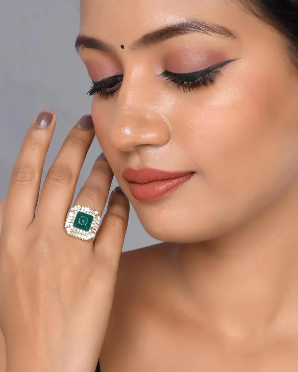 Square_Emerald_American_Diamond_Rings_For_Women_-_Adjustable_Free_Size,_Love_Forever_Fashion_Rings,_Brass_Jewelry