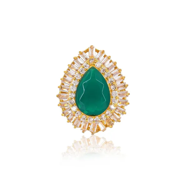 Oval_Emerald_American_Diamond_Rings_For_Women_-_Adjustable_Free_Size,_Love_Forever_Fashion_Rings,_Brass_Jewelry