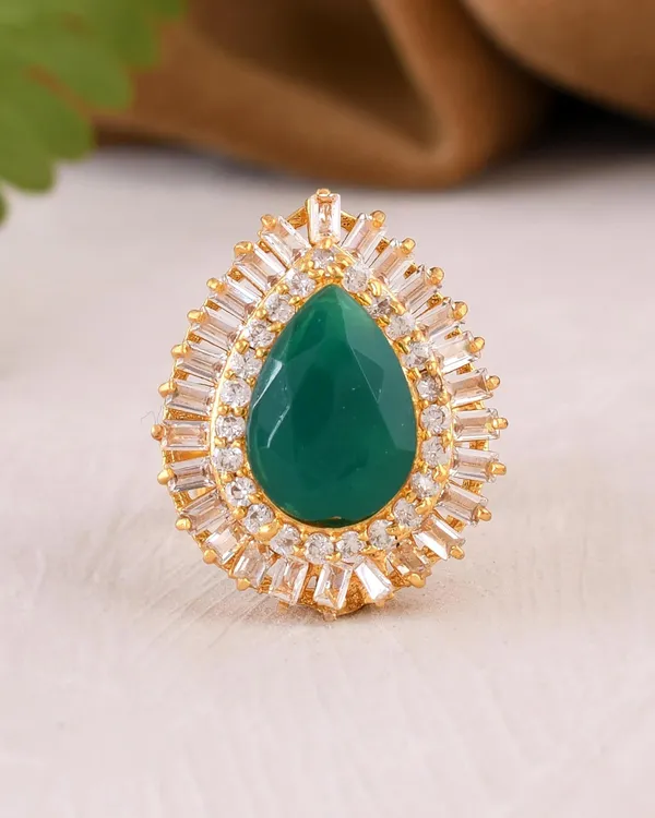 Oval_Emerald_American_Diamond_Rings_For_Women_-_Adjustable_Free_Size,_Love_Forever_Fashion_Rings,_Brass_Jewelry