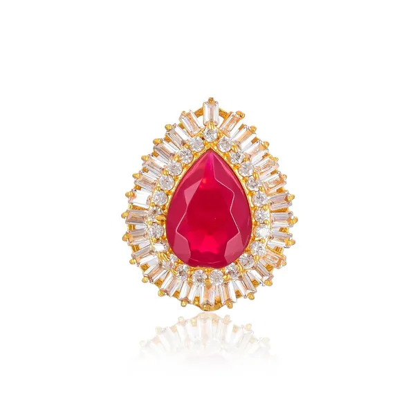 Oval_Ruby_American_Diamond_Rings_For_Women_-_Adjustable_Free_Size,_Love_Forever_Fashion_Rings,_Brass_Jewelry