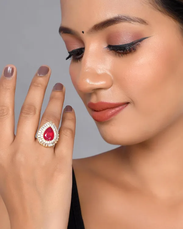 Oval_Ruby_American_Diamond_Rings_For_Women_-_Adjustable_Free_Size,_Love_Forever_Fashion_Rings,_Brass_Jewelry