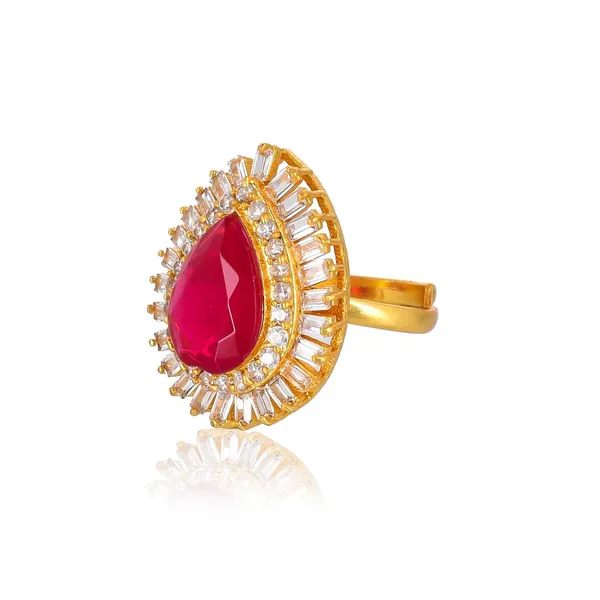 Oval_Ruby_American_Diamond_Rings_For_Women_-_Adjustable_Free_Size,_Love_Forever_Fashion_Rings,_Brass_Jewelry