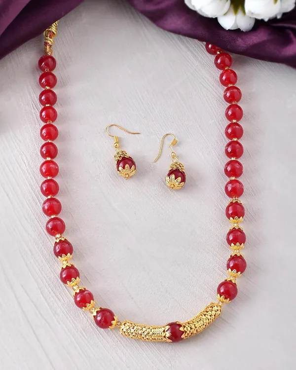 Ruby_Shine_Round_Beads_Ethnic_Gold_Line_Necklace_With_Earring_Set_|_Gemstone_Jewellery_Set_For_Women_And_Girls
