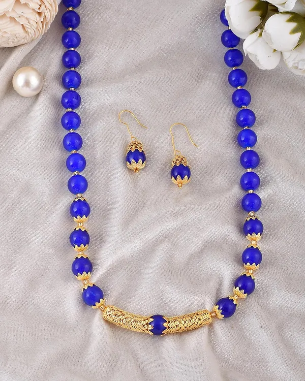 Blue_Sapphire_Shine_Round_Beads_Ethnic_Gold_Line_Necklace_With_Earring_Set_|_Gemstone_Jewellery_Set_For_Women_And_Girls
