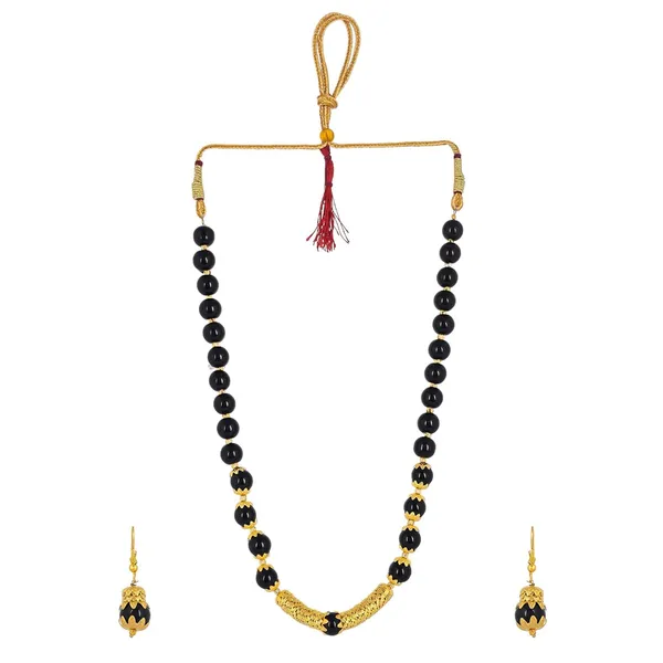 Black_Onyx_Shine_Round_Beads_Ethnic_Gold_Line_Necklace_With_Earring_Set_|_Gemstone_Jewellery_Set_For_Women_And_Girls