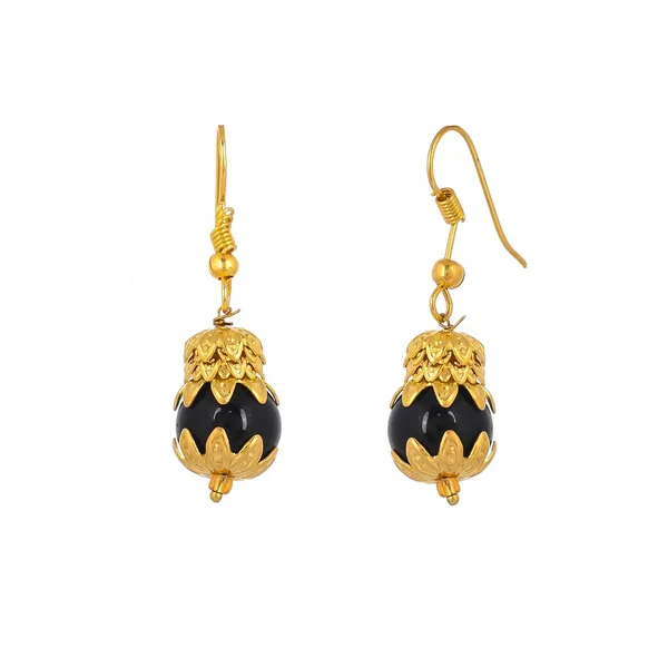 Black_Onyx_Shine_Round_Beads_Ethnic_Gold_Line_Necklace_With_Earring_Set_|_Gemstone_Jewellery_Set_For_Women_And_Girls
