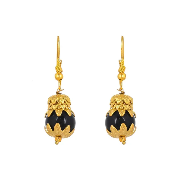 Black_Onyx_Shine_Round_Beads_Ethnic_Gold_Line_Necklace_With_Earring_Set_|_Gemstone_Jewellery_Set_For_Women_And_Girls