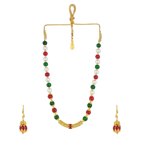 Gold_Shine_Round_Beads_Ethnic_Gold_Line_Necklace_With_Earring_Set_|_Gemstone_Jewellery_Set_For_Women_And_Girls
