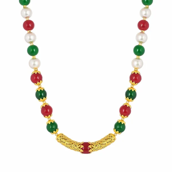 Gold_Shine_Round_Beads_Ethnic_Gold_Line_Necklace_With_Earring_Set_|_Gemstone_Jewellery_Set_For_Women_And_Girls