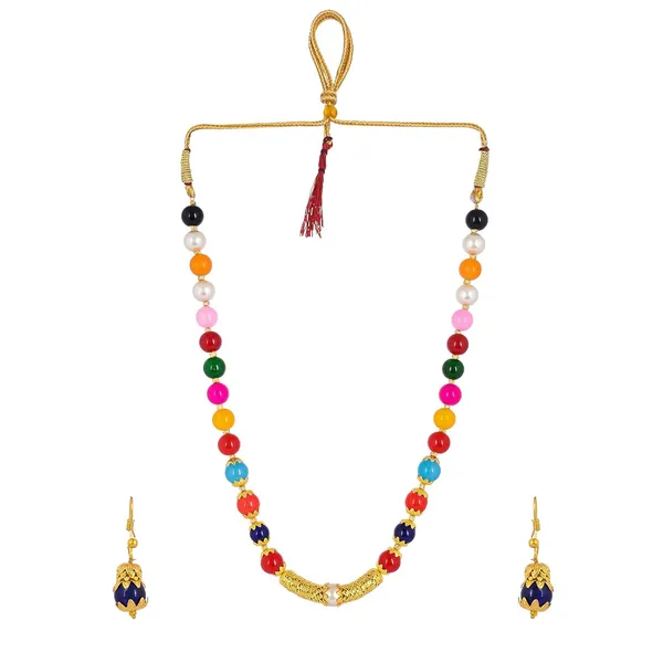 Gold_Shine_Round_Beads_Ethnic_Gold_Line_Necklace_With_Earring_Set_|_Gemstone_Jewellery_Set_For_Women_And_Girls