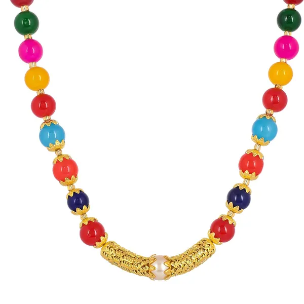 Gold_Shine_Round_Beads_Ethnic_Gold_Line_Necklace_With_Earring_Set_|_Gemstone_Jewellery_Set_For_Women_And_Girls
