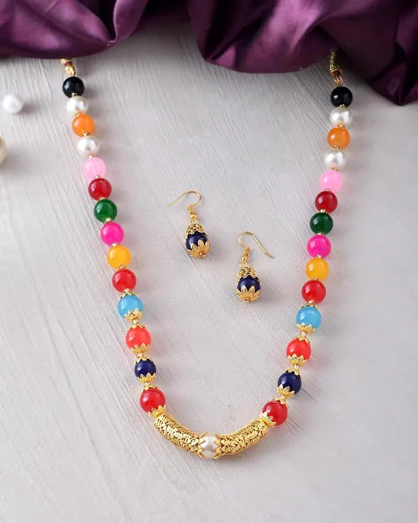 Gold_Shine_Round_Beads_Ethnic_Gold_Line_Necklace_With_Earring_Set_|_Gemstone_Jewellery_Set_For_Women_And_Girls