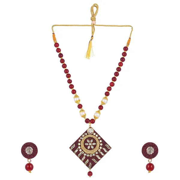 Ruby_Shine_Beads_Square_Necklace_With_Earring_Set_|_Gemstone_Jewellery_Set_For_Women_And_Girls