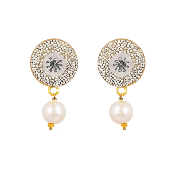 White_Pearl_Shine_Beads_Round_Shape_Necklace_With_Earring_Set_|_Gemstone_Jewellery_Set_For_Women_And_Girls