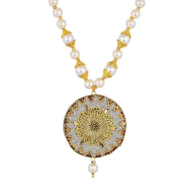 White_Pearl_Shine_Beads_Round_Shape_Necklace_With_Earring_Set_|_Gemstone_Jewellery_Set_For_Women_And_Girls