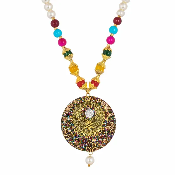 Multicolor_Shine_Beads_Round_Shape_Necklace_With_Earring_Set_|_Gemstone_Jewellery_Set_For_Women_And_Girls