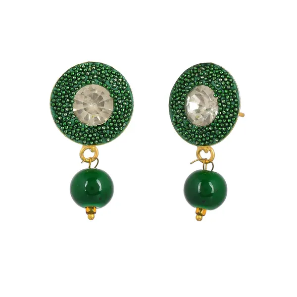 Green_Shine_Beads_Round_Shape_Necklace_With_Earring_Set_|_Gemstone_Jewellery_Set_For_Women_And_Girls