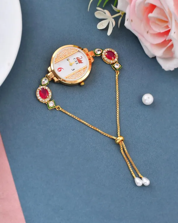 Gold_Wrist_Watch_For_Women_With_Gemstone_|_Stylish_Watch_With_Adjustable_Strip