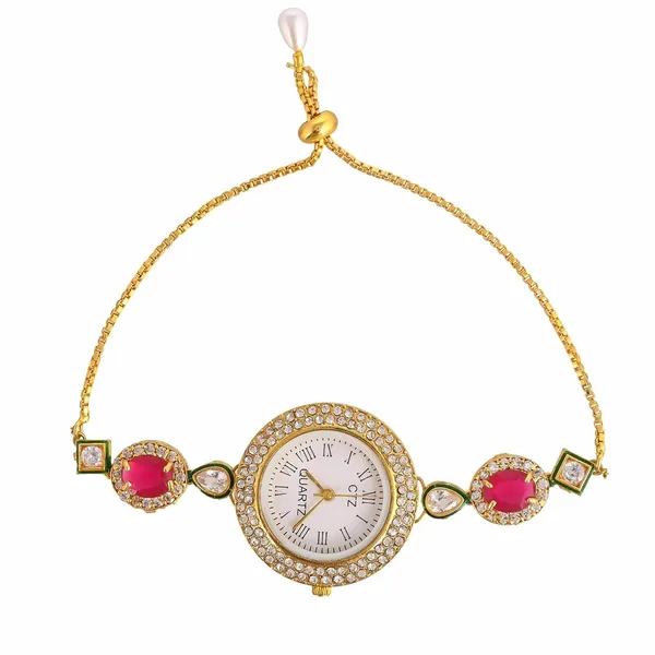 Gold_Wrist_Watch_For_Women_With_Gemstone_|_Stylish_Watch_With_Adjustable_Strip