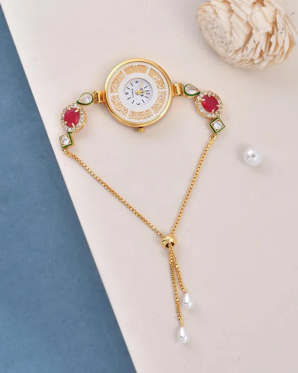 Gold_Wrist_Watch_For_Women_With_Gemstone_|_Stylish_Watch_With_Adjustable_Strip