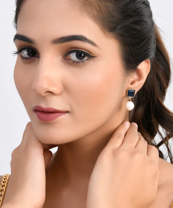 Blue_Square_Sapphire_Pearl_Earrings_For_Women_&_Girl_|_Light_Weight_Fashion_Jewellery