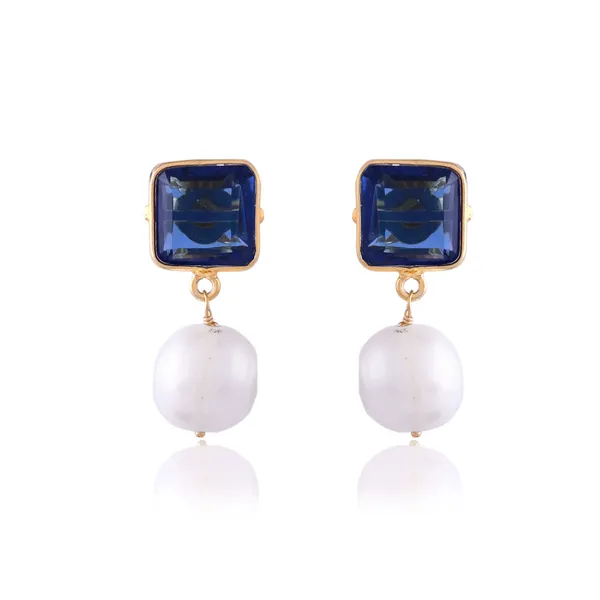 Blue_Square_Sapphire_Pearl_Earrings_For_Women_&_Girl_|_Light_Weight_Fashion_Jewellery