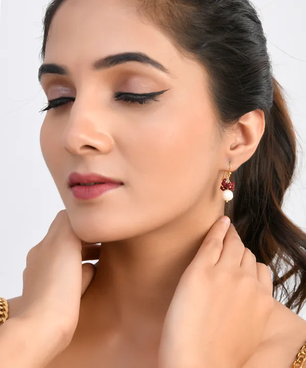 Tiny_Garnet_Ear_Wire_Earrings_For_Women_&_Girl_|_Light_Weight_Fashion_Jewellery