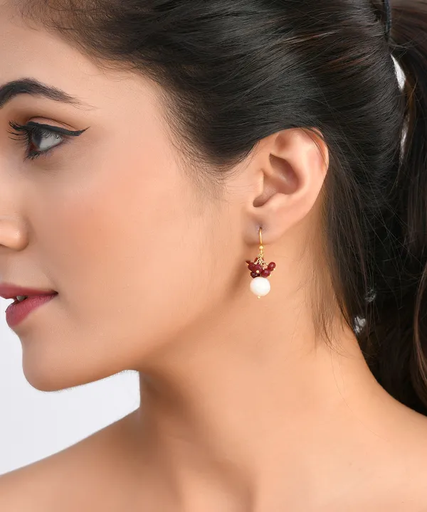 Tiny_Garnet_Ear_Wire_Earrings_For_Women_&_Girl_|_Light_Weight_Fashion_Jewellery