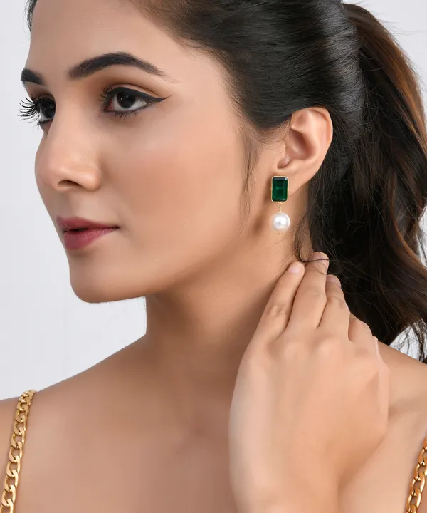 Green_Emerald_Pearl_Earrings_For_Women_&_Girl_|_Light_Weight_Fashion_Jewellery