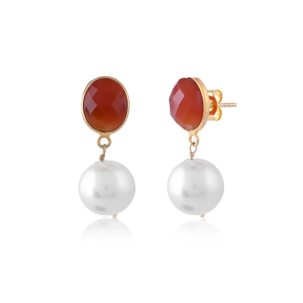 Red_Carnelian_And_Pearl_Earrings_For_Women_&_Girl_|_|_Light_Weight_Fashion_Jewellery