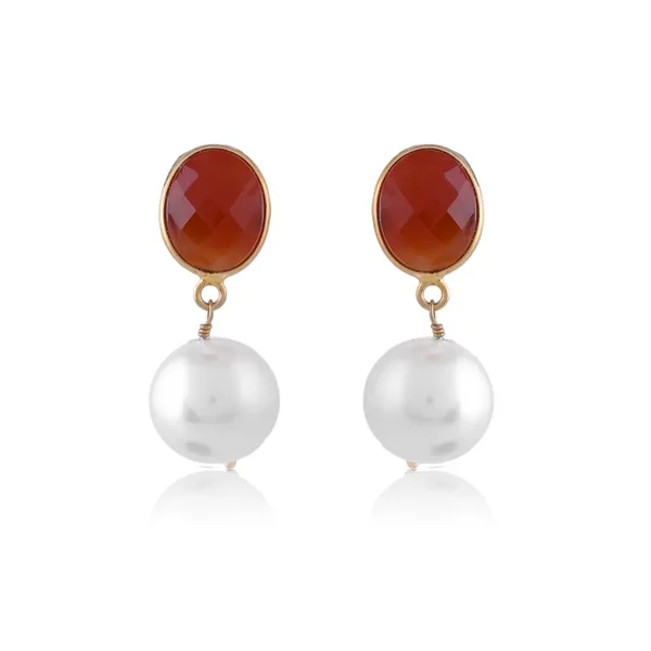 Red_Carnelian_And_Pearl_Earrings_For_Women_&_Girl_|_|_Light_Weight_Fashion_Jewellery