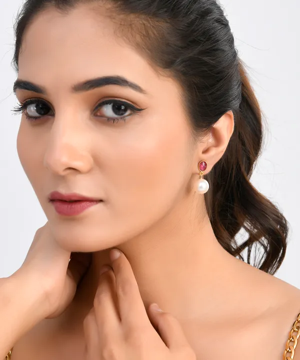 Ruby_And_Pearl_Earrings_For_Women_&_Girl_|_Light_Weight_Fashion_Jewellery