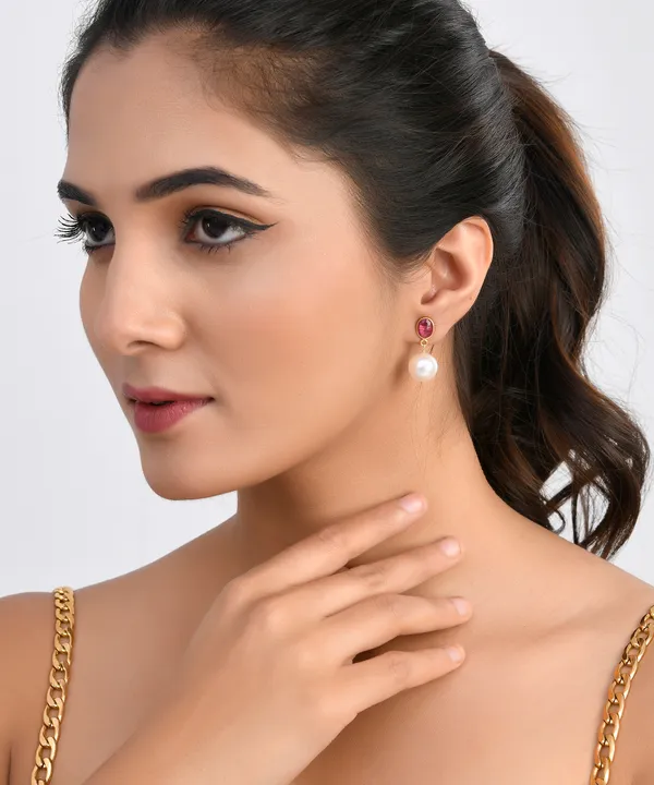 Ruby_And_Pearl_Earrings_For_Women_&_Girl_|_Light_Weight_Fashion_Jewellery