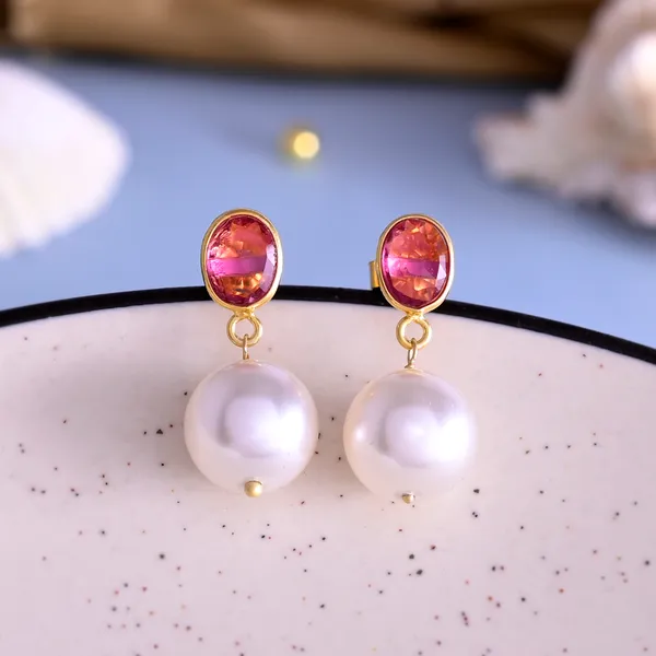 Ruby_And_Pearl_Earrings_For_Women_&_Girl_|_Light_Weight_Fashion_Jewellery