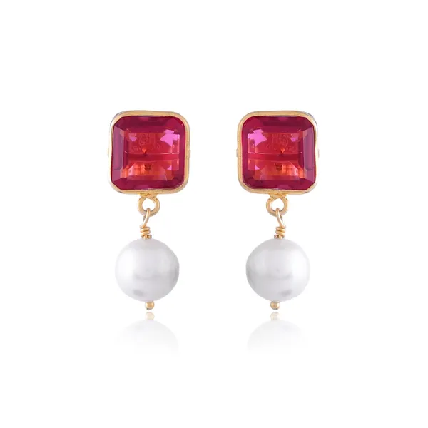 Red_Square_Ruby_Pearl_Earrings_For_Women_&_Girl_|_Light_Weight_Fashion_Jewellery