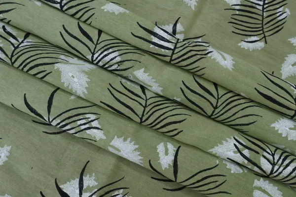 Green_Cotton_Traditional_Floral_Hand_Block_Print_Unstiched_Material_For_Men's_Kurta_Shirts_&_Women's_Kurti_and_Other_Dress_Material