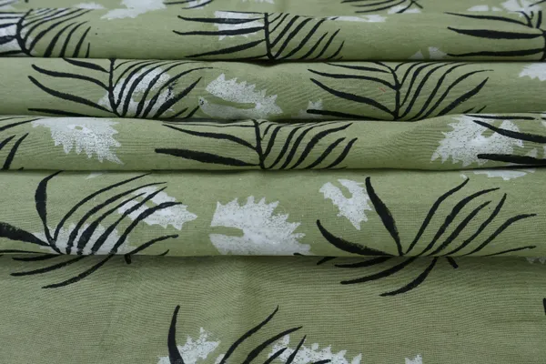 Green_Cotton_Traditional_Floral_Hand_Block_Print_Unstiched_Material_For_Men's_Kurta_Shirts_&_Women's_Kurti_and_Other_Dress_Material