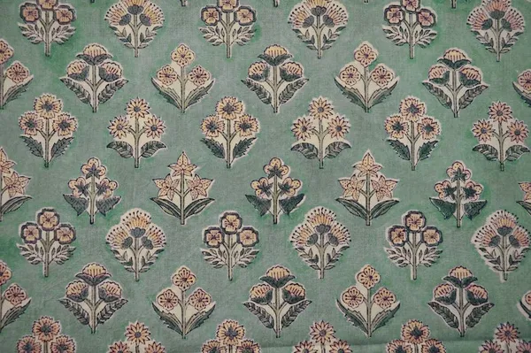 Green_Cotton_Traditional_Floral_Hand_Block_Print_Unstiched_Material_For_Men's_Kurta_Shirts_&_Women's_Kurti_and_Other_Dress_Material