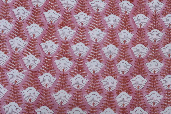 Pink_Cotton_Traditional_Floral_Hand_Block_Print_Unstiched_Material_For_Men's_Kurta_Shirts_&_Women's_Kurti_and_Other_Dress_Material