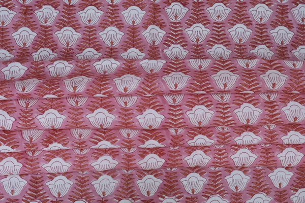 Pink_Cotton_Traditional_Floral_Hand_Block_Print_Unstiched_Material_For_Men's_Kurta_Shirts_&_Women's_Kurti_and_Other_Dress_Material