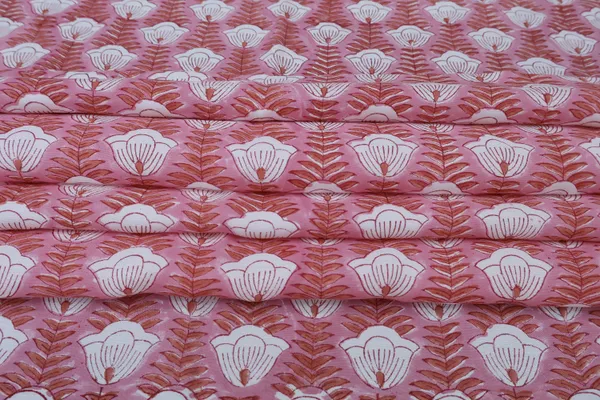 Pink_Cotton_Traditional_Floral_Hand_Block_Print_Unstiched_Material_For_Men's_Kurta_Shirts_&_Women's_Kurti_and_Other_Dress_Material